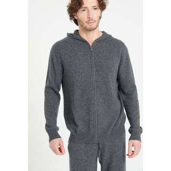 Vêtements Homme Gilets / Cardigans Studio Cashmere8 LUKE 6 Sweat à capuche zippé - 100% cachemire gris anthracite