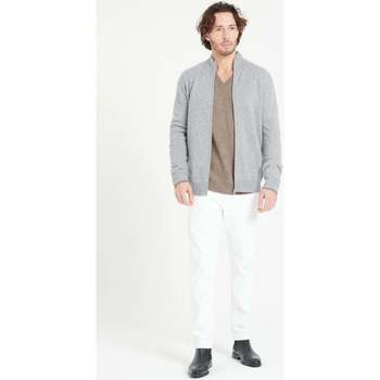 Vêtements Homme Gilets / Cardigans Studio Cashmere8 LUKE 8 Gilet zippé - 100% cachemire gris clair