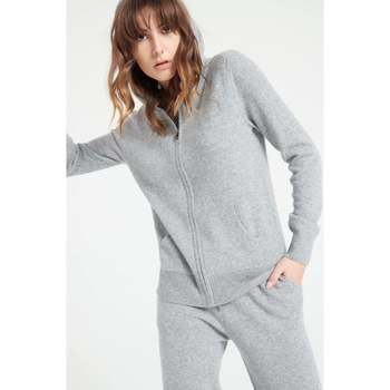 Vêtements Femme Gilets / Cardigans Studio Cashmere8 LILLY 8 Sweat à capuche zippé - 100% cachemire gris clair