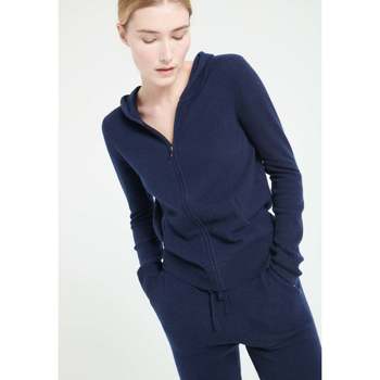 Vêtements Femme Gilets / Cardigans Studio Cashmere8 LILLY 8 Sweat à capuche zippé - 100% cachemire bleu marine