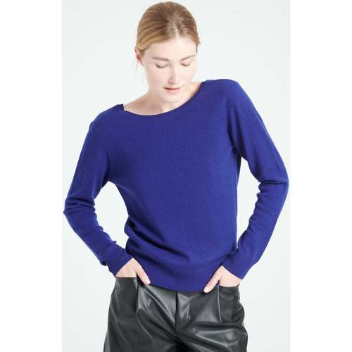 Vêtements Femme Pulls Studio Cashmere8 MIA 7 Pull décolleté en V dans le dos - 100% cachemire Bleu