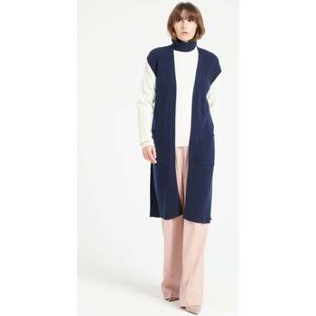 Vêtements Femme Tuniques Studio Cashmere8 MIA 6 Long cardigan sans manches - 100% cachemire bleu marine
