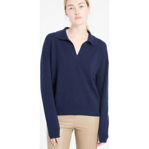 Vêtements Femme Cream pens mats polo-shirts MIA 3 Polo manches longues - 100% cachemire bleu marine