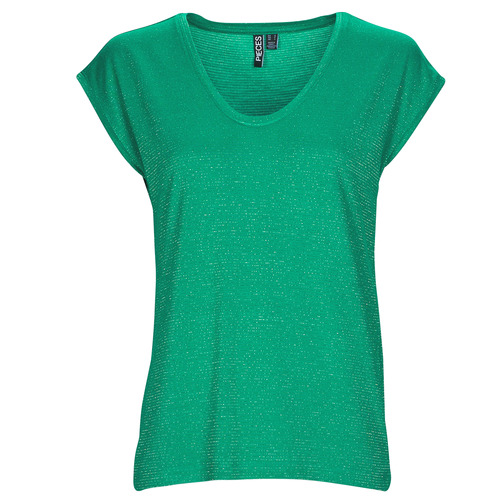 Vêtements Femme Débardeurs / T-shirts top sans manche Pieces PCBILLO TEE LUREX STRIPES Vert
