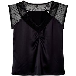 Vêtements Femme Pyjamas / Chemises de nuit Pomm'poire Top de pyjama noir Pivoine Noir