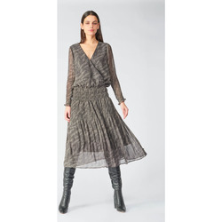 Vêtements Femme Robes Le Temps des Cerises Robe longue bereni à motif animalier Noir