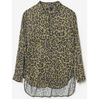 Vêtements Femme Chemises / Chemisiers Salons de jardinises Chemise longue wavai léopard kaki Noir