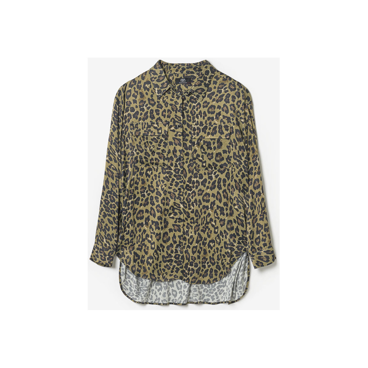 Vêtements Femme Chemises / Chemisiers Le Temps des Cerises Chemise longue wavai léopard kaki Noir