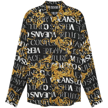 Chemise à motif à logo en tissu jacquard Coton Versace Jeans Couture pour homme en coloris Noir Homme Chemises Chemises Versace Jeans Couture 