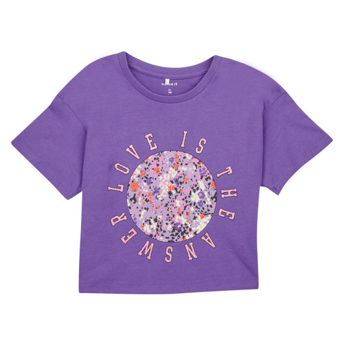 Vêtements Fille T-shirts Print manches courtes Name it NKFBOLETTE SS LOOSE SHORT TOP Violet