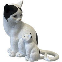Maison & Déco Statuettes et figurines Amadeus Félin et chaton coeurs de décoration en résine Blanc