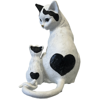 Amadeus Félin et chaton coeurs de décoration en résine Blanc