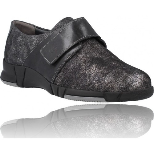 Chaussures Femme Zapatos Casual De Piel Con Suave 3203 avec velcro pour femmes Noir
