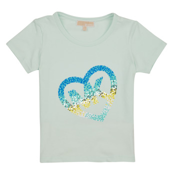 Vêtements Fille T-shirts manches courtes MICHAEL Michael Kors R15185-76T-C Blanc / Bleu