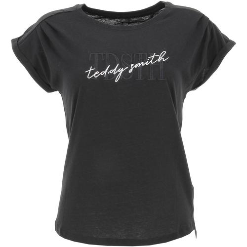 Vêtements Fille T-shirts manches courtes Teddy Smith Talipa nr mc tee girl Noir