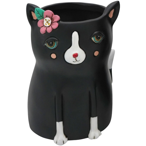 Corine De Farme Vases / caches pots d'intérieur Enesco Petit cache pot Allen Designs en forme de chat noir Noir