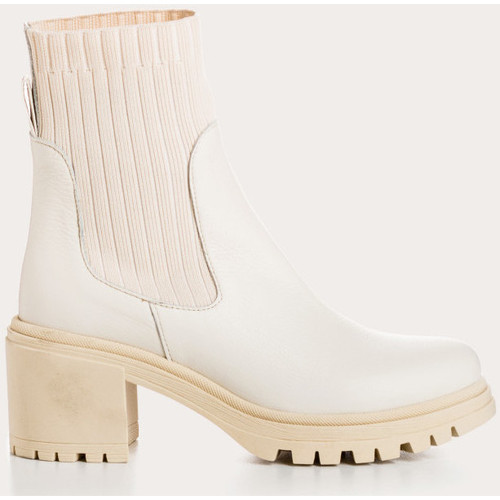 Chaussures Femme Bottines Reqin's - Bottines DITA Cuir Grainé Blanc Blanc