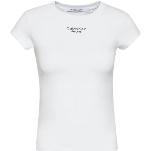 Vêtements Femme T-shirts & Polos Calvin Klein Jeans T shirt femme  Ref 56058 YAF Blanc Blanc