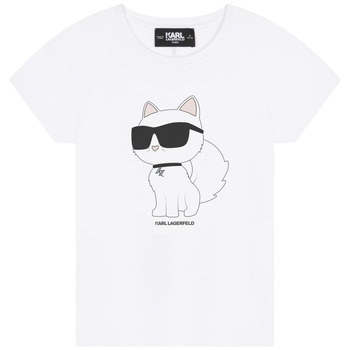 Vêtements Fille T-shirts manches courtes Karl Lagerfeld Z15416-10P-B Blanc