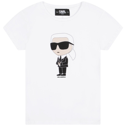 Vêtements Fille T-shirts LILAC manches courtes Karl Lagerfeld Z15418-10P-C Blanc