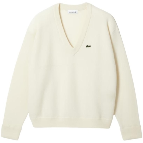 Lacoste Pull à col V femme ref 57910 70V Blanc Blanc - Vêtements Sweats  Femme 160,00 €