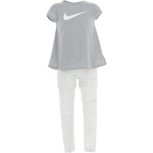 Vêtements Fille T-shirts manches courtes Nike Swoosh pop ss et legging set Gris