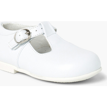 Chaussures Fille Mocassins Pisamonas Salomés en cuir avec Fermeture à boucle Blanc