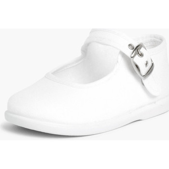 Chaussures Fille Ballerines / babies Pisamonas Chaussures en Toile avec Fermeture à boucle Blanc