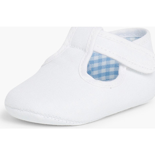 Chaussures Fille Ballerines / babies Pisamonas Salomés en toile et à scratch pour bébé Blanc