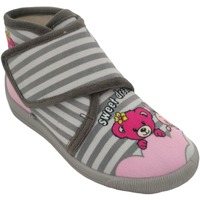 Chaussures Fille Chaussons Bellamy MALOU Gris rayé impression ours et lapin