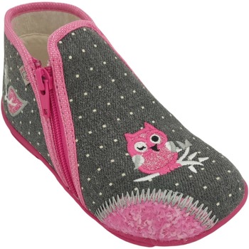 Chaussures Fille Chaussons GBB NEOPOLO Gris et rose brodé chouette