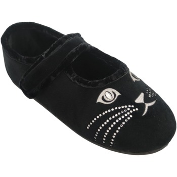 Chaussures Fille Chaussons Rondinaud TAPONNAT Noir avec tête de chat en brillants