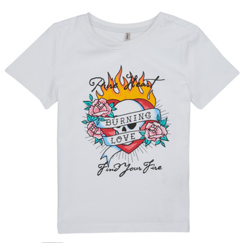 Vêtements Fille T-shirts manches courtes Only KOGALICE-REG-S/S-BURNING-TOP-BOX-JRS Blanc