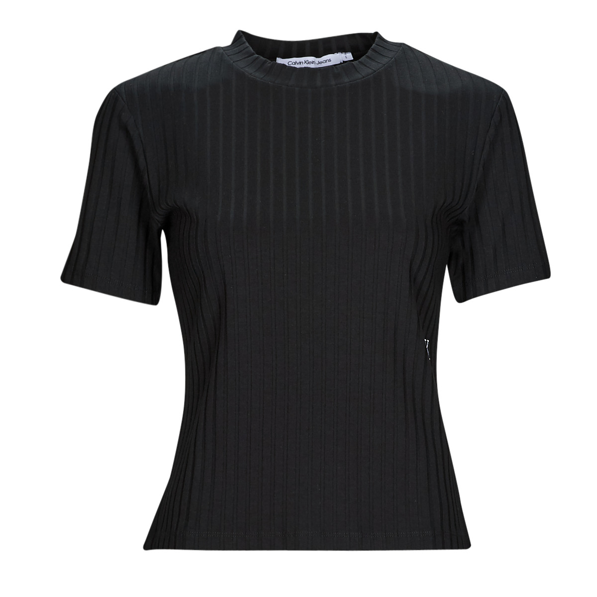 Vêtements Femme T-shirts manches courtes Messenger Calvin Klein Jeans RIB SHORT SLEEVE TEE Noir