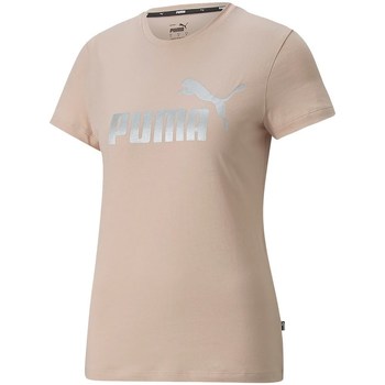 Vêtements Femme T-shirts manches courtes Puma CELL Ess Metallic Logo Tee Beige