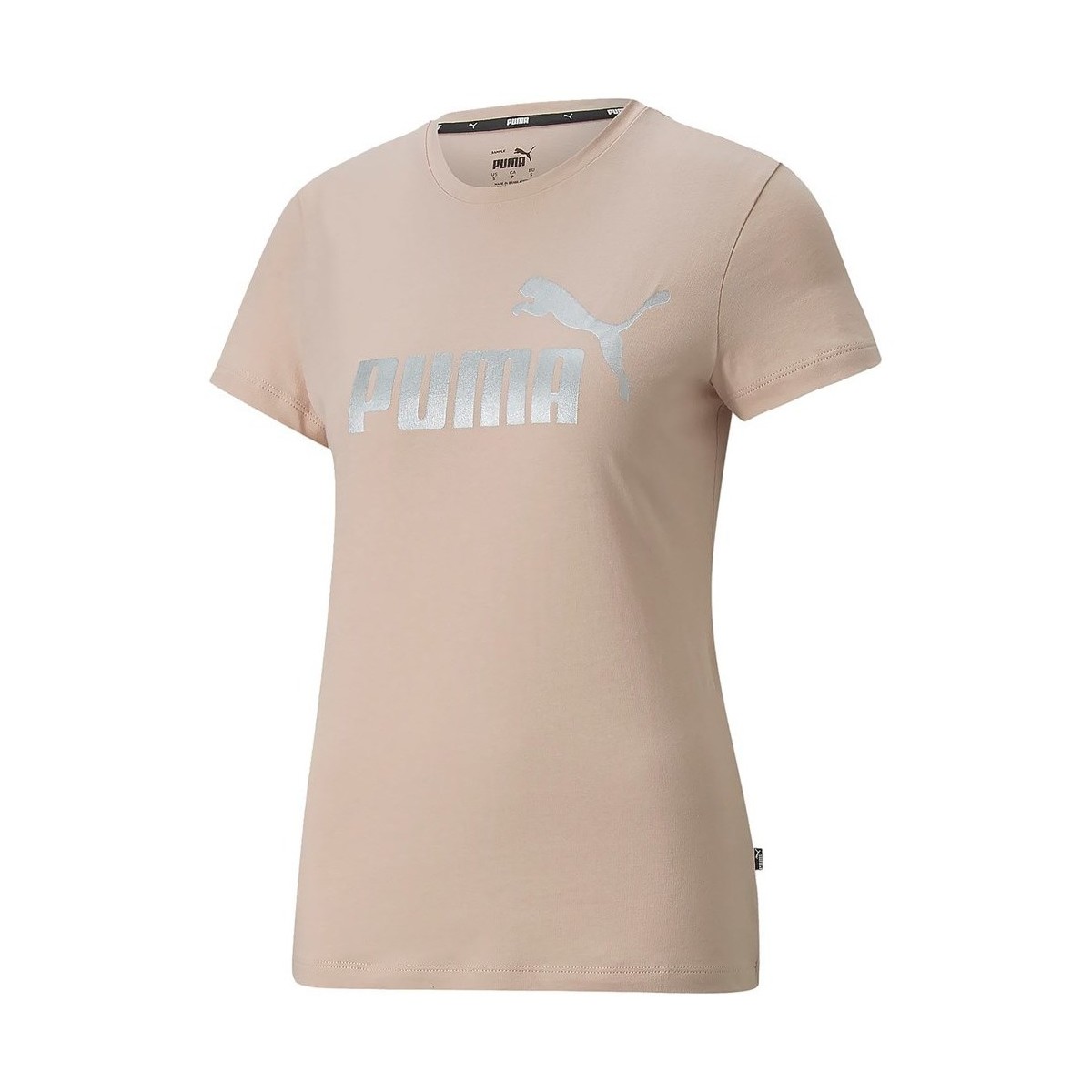 Vêtements Femme T-shirts manches courtes Puma Ess Metallic Logo Tee Beige