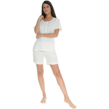 Vêtements Femme Pyjamas / Chemises de nuit Pilus PYJAMA COURT BLANC ORLEANE Blanc
