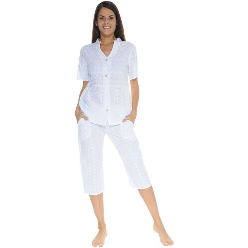 Vêtements Femme Pyjamas / Chemises de nuit Pilus PYJAMA BOUTONNE BLANC OSCARINE Blanc