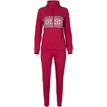 Vêtements Femme Pyjamas / Chemises de nuit Lisca Pyjama tenue d'intérieur leggings top manches longues Rouge