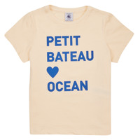 Vêtements Fille T-shirts manches courtes Petit Bateau FOUGUE Beige / Bleu