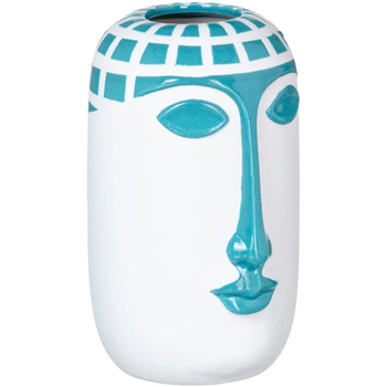 Boîte à Clefs Vitrée Motif Vases / caches pots d'intérieur Ixia Vase Visage en céramique Blanc et Bleu Blanc
