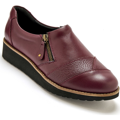 Chaussures Femme Slip ons Pediconfort Sans-gêne avec zip et élastique Rouge
