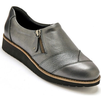 Chaussures Femme Slip ons Pediconfort Sans-gêne avec zip et élastique gris