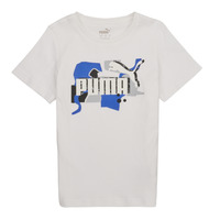 Vêtements Garçon T-shirts manches courtes Puma ESS COL LOGO Blanc / Bleu