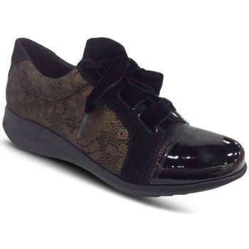 Chaussures Femme Derbies Hirica Derby talon compensé STELLA Noir/Bronze Noir