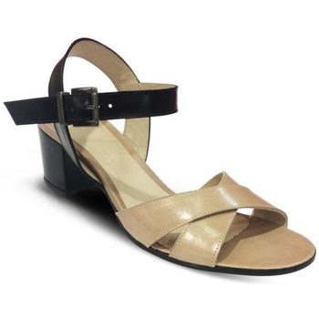 Chaussures Femme Mules / Sabots Perlato Sandale talon Bicolore Noir/Beige Beige