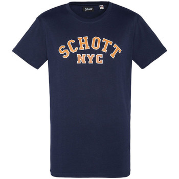 Vêtements Homme T-shirt Future Tokyo preto laranja Schott TSCREW19A Bleu