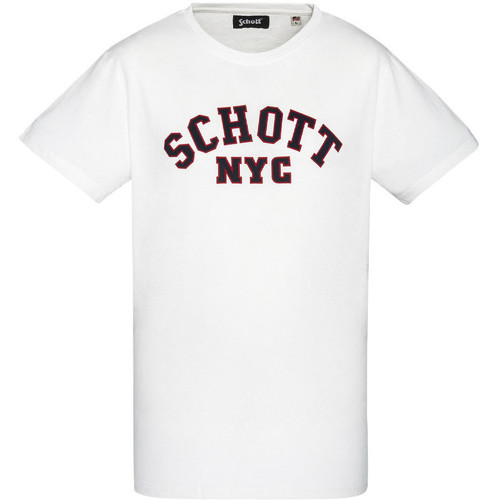 Vêtements Homme T-shirt Future Tokyo preto laranja Schott TSCREW19A Blanc