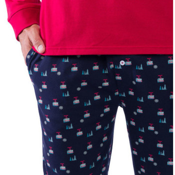 Achile Pyjama long en pur coton jersey RETRO WINTER Rouge
