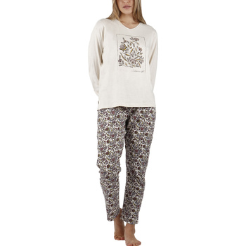 Vêtements Femme Pyjamas / Chemises de nuit Admas Pyjama tenue d'intérieur pantalon top manches longues Beige